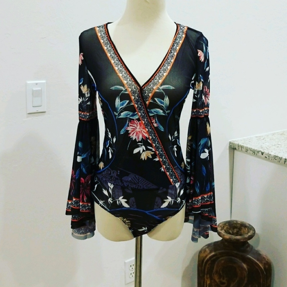 Jealous Tomato Sheer Floral Bodysuit